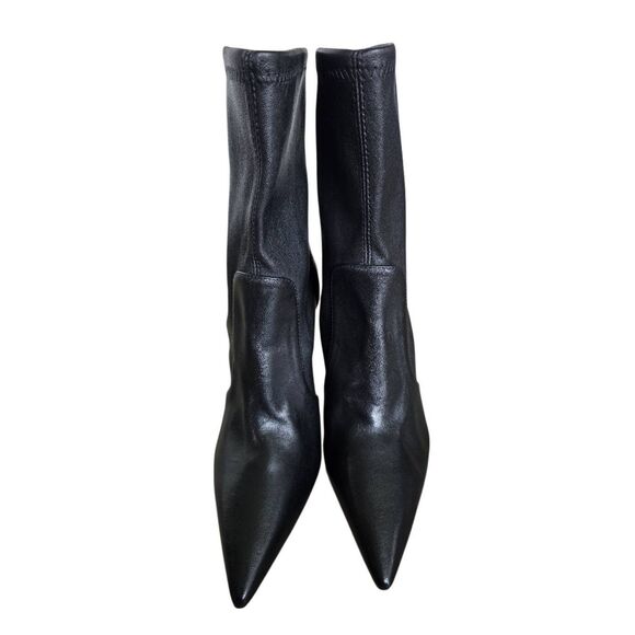 Stuart Weitzman Boots Size 8 Power Bootie Leather Pointed Toe in Black NEW - Picture 4 of 6